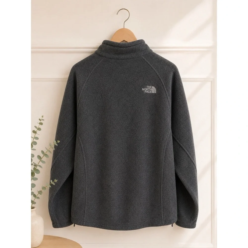 North Face Men's Fleece Jacket size M Gray Full Zip Long Sleeve gorpcore outdoor